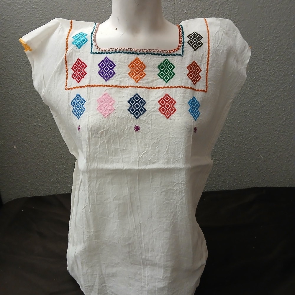 Embroidered Beige Boho Top ( Bag U ) - Picture 1 of 4